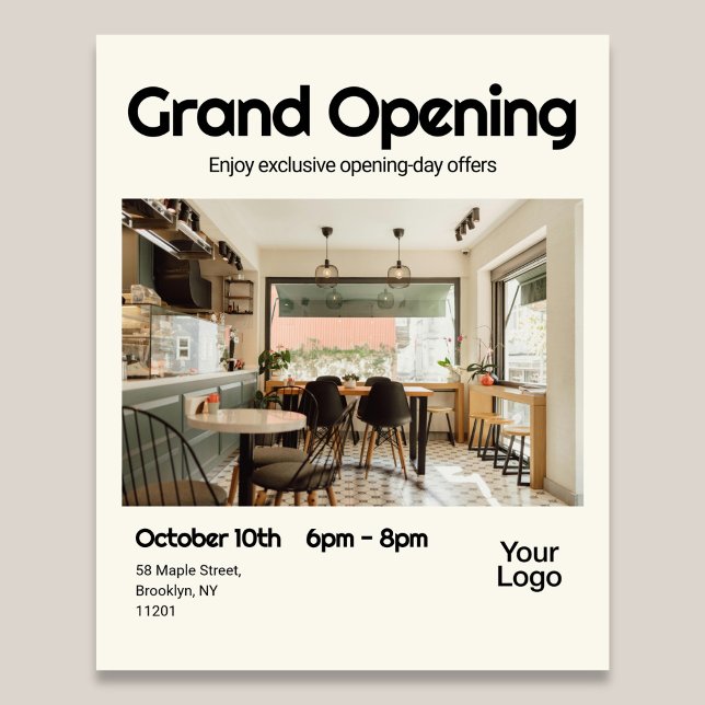 Grand Opening Bold Retro Photo Flyer (Skapare uppladdad)