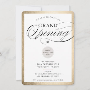 GRAND OPENING modern business event black guld Inbjudningar