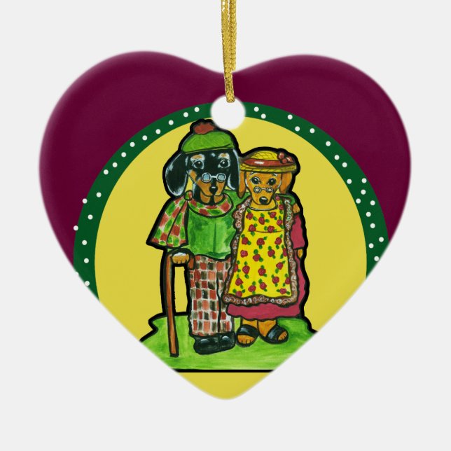 Grand Parent Doxies Julgransprydnad Keramik (Framsidan)