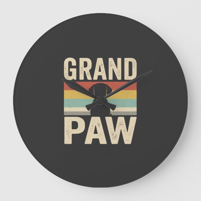 Grand Paw Vintage Hund Retro Stor Klocka (Framsida)