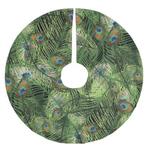 Grand Peacock Plumage Mönster Julgransmatta Borstad Polyester