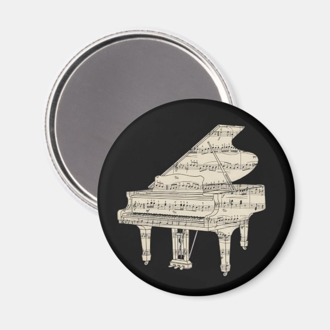 Grand Piano and Music Notes Magnet (Front/Back)