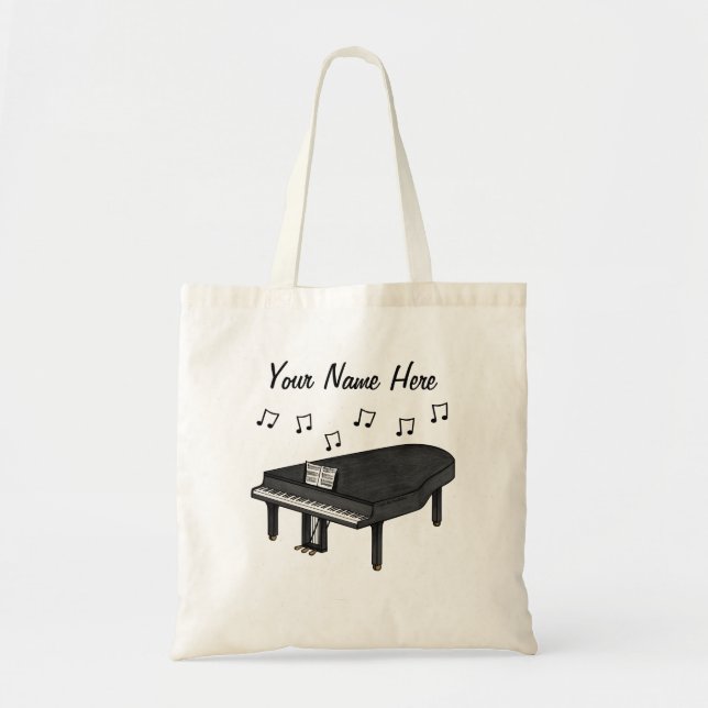 Grand Piano Anpassningsbar Tote Bag Pianist Musici Tygkasse (Framsidan)