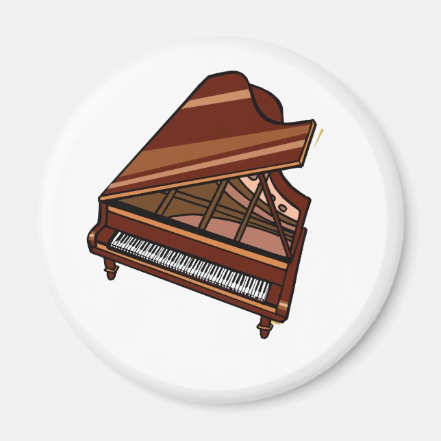 Grand Piano Brown Birds Öga View Magnet (Framsidan)