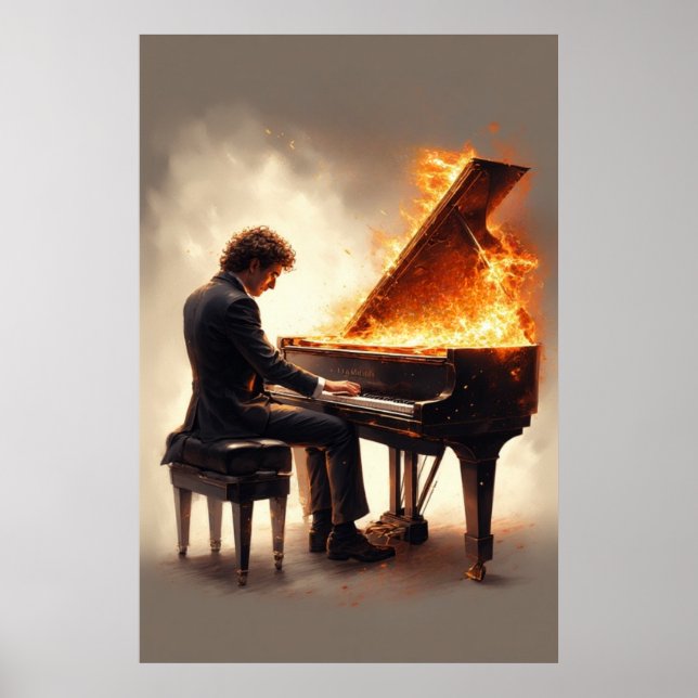 Grand Piano Fiery Performance Poster (Framsidan)