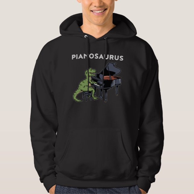 Grand Piano Gift Kids Pianist Dinosaur Music Piano Hoodie (Framsida)