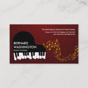 Grand Piano Guld Musik noter Pianist Visitkort