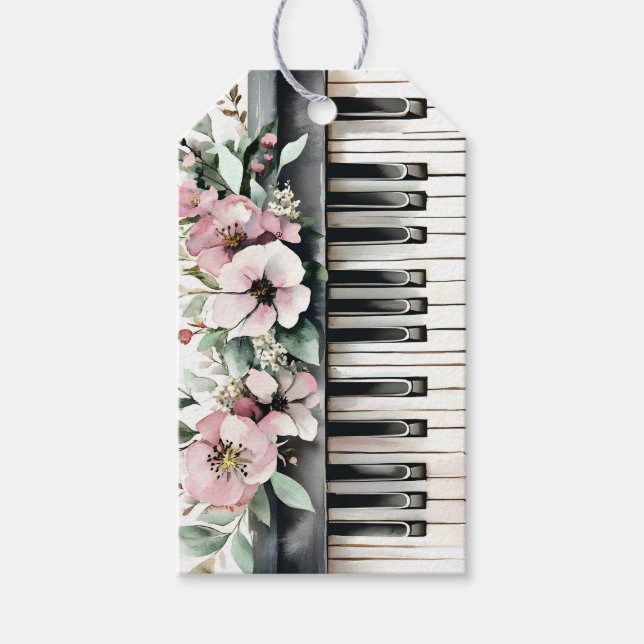 Grand Piano Keys Floral Bouquet Presentetikett (Framsidan)