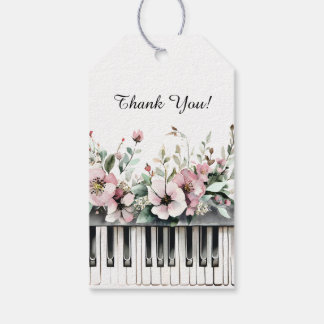 Grand Piano Keys Floral Bouquet Thank You Presentetikett