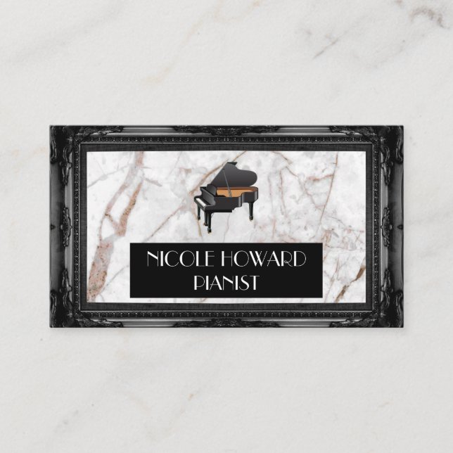 Grand Piano | Marble and Classic Black Ram Visitkort (Framsida)
