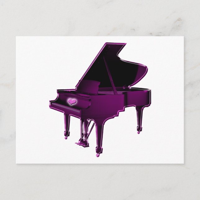 Grand Piano med hjärta Vykort (Framsida)