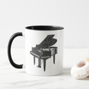Grand Piano med namn Pianist Piano-lärare Mugg