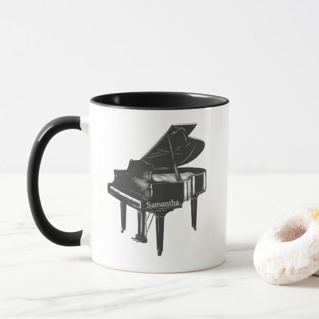 Grand Piano med namn Pianist Piano-lärare Mugg (Med munk)