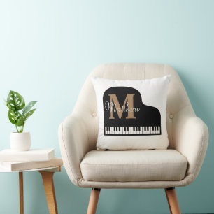 Grand Piano Monogram med namn Pianist Kudde