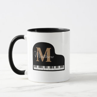 Grand Piano Monogram med namn Pianist Mugg