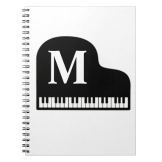Grand Piano Monogram Pianist Personalize Anteckningsbok