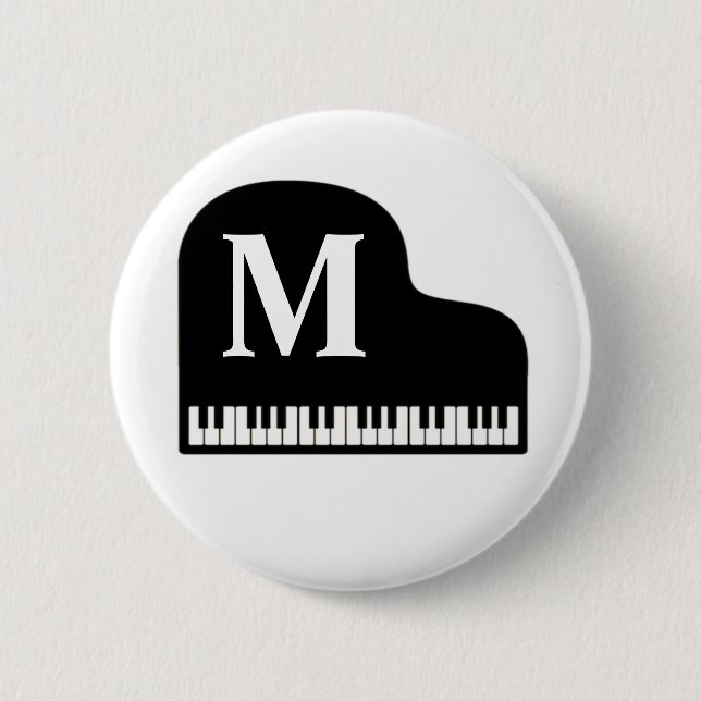 Grand Piano Monogram Pianist Personalize Knapp (Framsida)