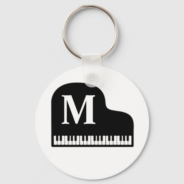 Grand Piano Monogram Pianist Personalize Nyckelring (Framsida)
