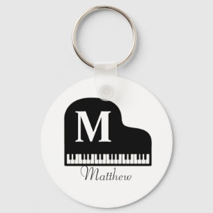 Grand Piano Monogram Pianist Personalize Nyckelring
