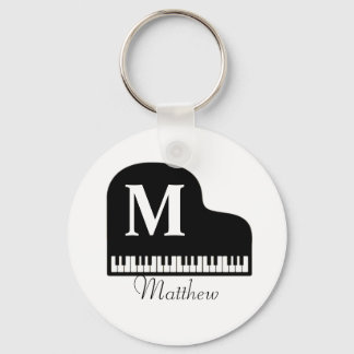 Grand Piano Monogram Pianist Personalize Nyckelring