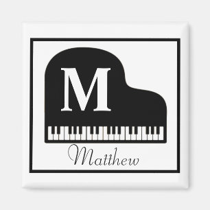 Grand Piano Monogram Pianist Personalize Square St Magnet