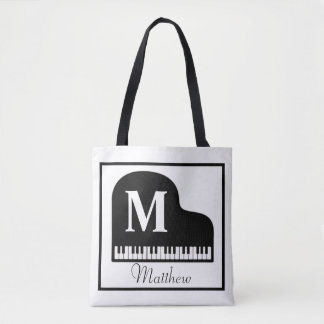 Grand Piano Monogram Pianist Personalize Tygkasse