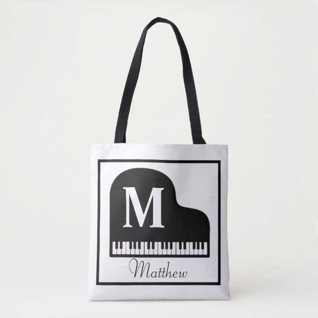 Grand Piano Monogram Pianist Personalize Tygkasse (Framsida)