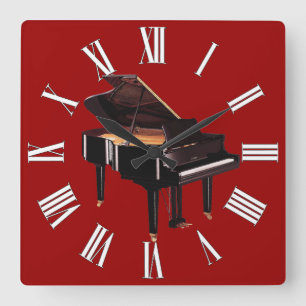Grand Piano Music Älskare Wall Clock Fyrkantig Klocka