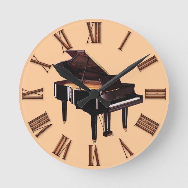 Grand Piano Music Älskare Wall Clock Rund Klocka (Framsida)