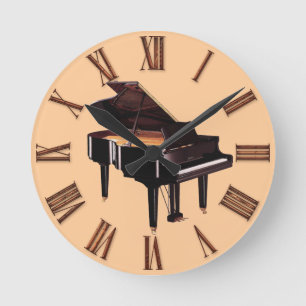 Grand Piano Music Älskare Wall Clock Rund Klocka