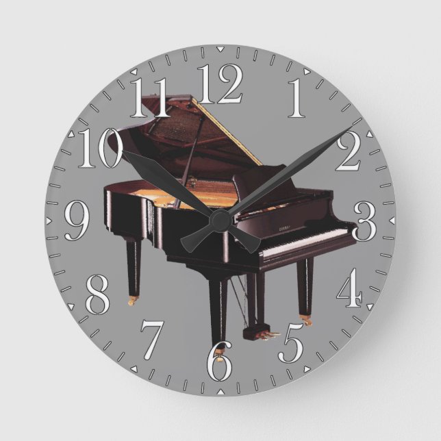 Grand Piano Music Älskare Wall Clock Rund Klocka (Framsida)