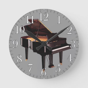 Grand Piano Music Älskare Wall Clock Rund Klocka