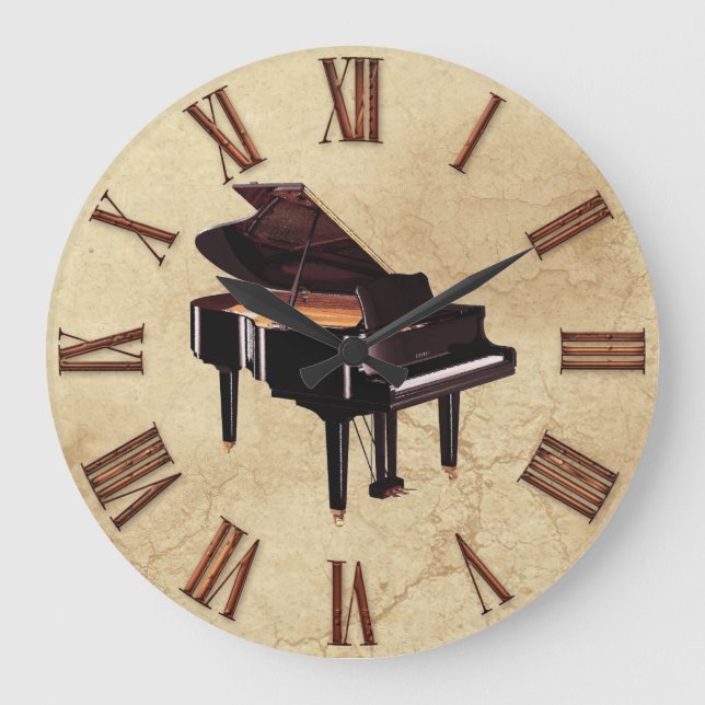 Grand Piano Music-Älskare Wall Clock Stor Klocka (Framsida)