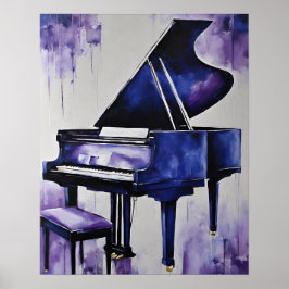 GRAND PIANO MUSIC LILA BLUE ART POSTER