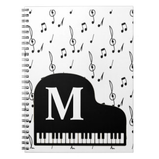 Grand Piano Music Note Monogram Pianist Anteckningsbok