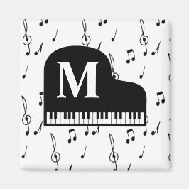 Grand Piano Music Note Monogram Pianist Magnet