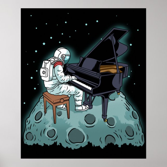 Grand Piano Music Pianist Gift Astronaut Piano Poster (Framsidan)