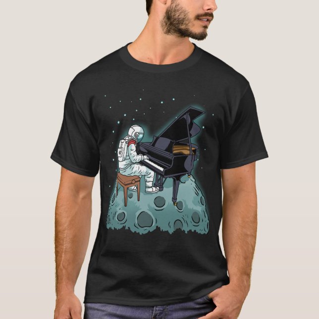 Grand Piano Music Pianist Gift Astronaut Piano T Shirt (Framsida)