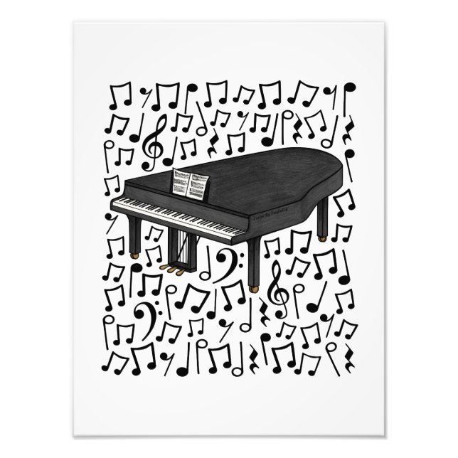 Grand Piano Musik noter Pianist Musician Fototryck (Framsidan)