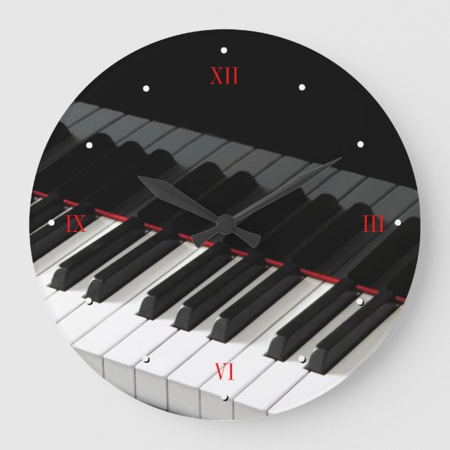 Grand Piano Nycklar Wall Clock Stor Klocka (Framsida)