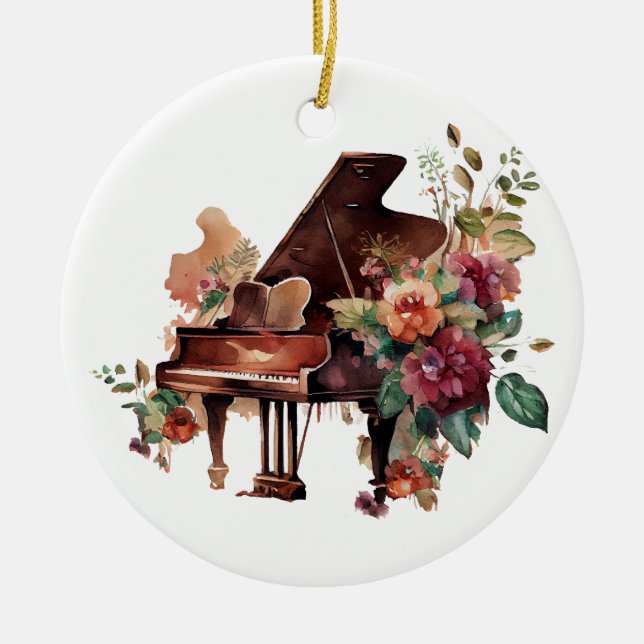Grand Piano och Blommigt jul Ornament (Framsidan)