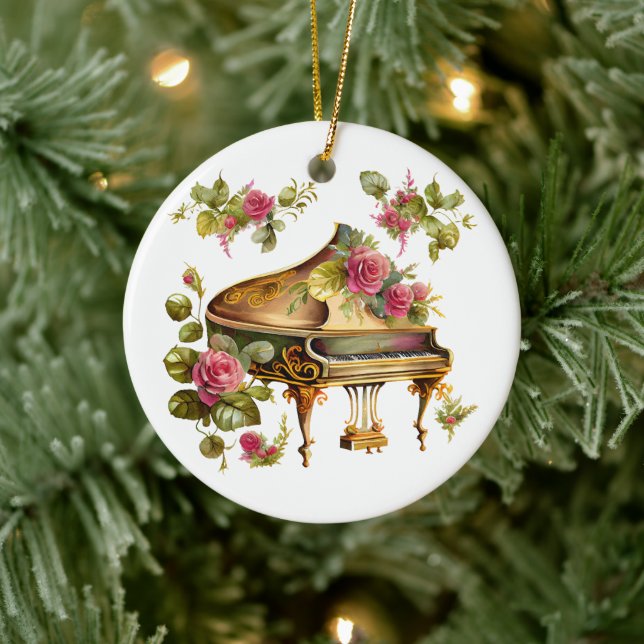 Grand Piano och Blommigt jul Ornament (Träd)
