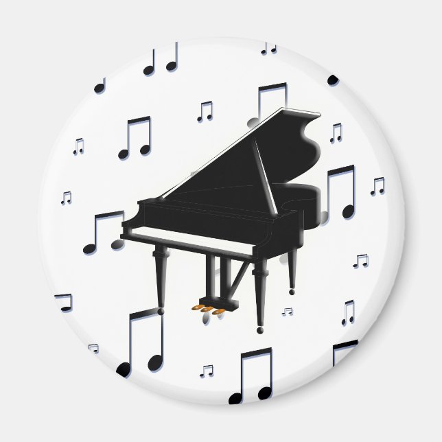 Grand Piano och Musik noter Magnet (Framsidan)