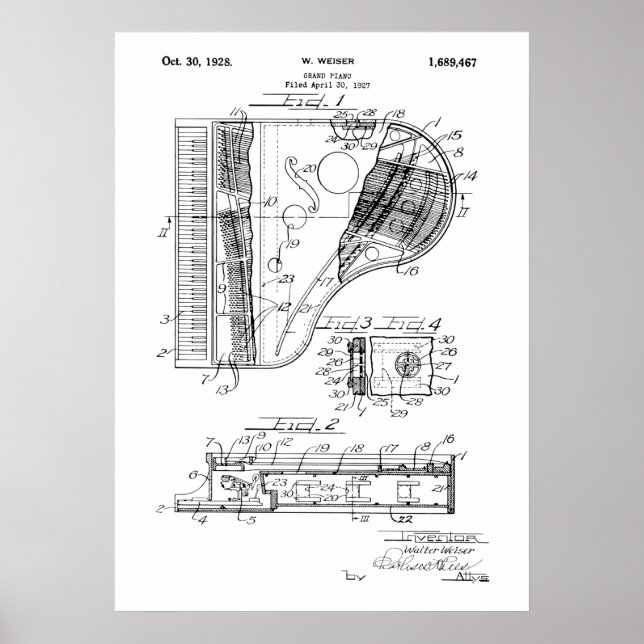 Grand Piano Patent Poster (Framsidan)