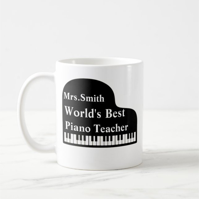 Grand Piano Personalize World's Best Piano Teacher Kaffemugg (Vänster)