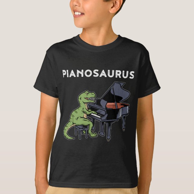 Grand Piano Pianist Gift Dinosaur Music Piano T Shirt (Framsida)