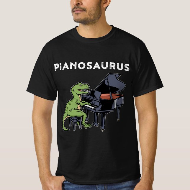 Grand Piano Pianist Gift Dinosaur Music Piano T Shirt (Framsida)