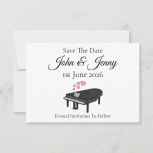 Grand Piano Pianist Musician Bröllop spara datum