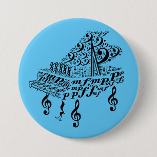 Grand piano, piano, musiksymboler, knapp