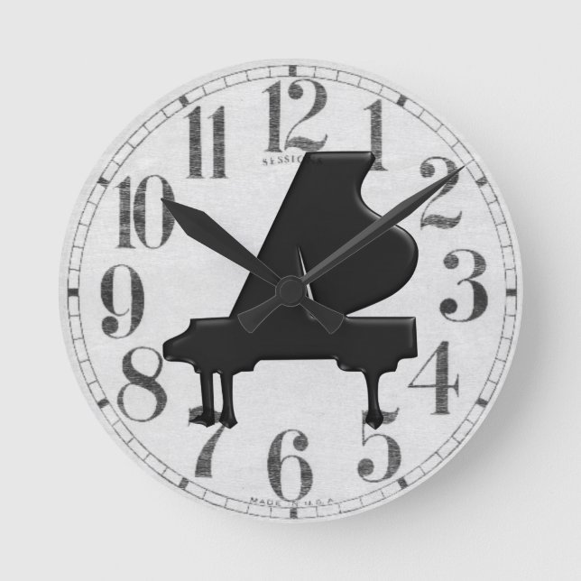 Grand Piano Rund Klocka (Framsida)